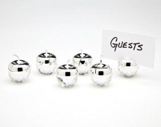 Bulk Buys Silver Crystal Apple Place Card Holders S 6   Case of 60   Table Toppers