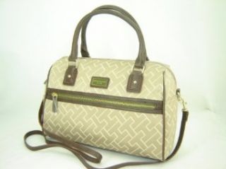 Tommy Hilfiger Women Bowler Satchel Handbag in Khaki Brown Shoulder Handbags Clothing