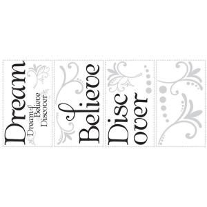 10 in. x 18 in. Dream Believe Discover 20 Piece Peel and Stick Wall Decals RMK2082SCS