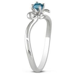 Miadora 10k White Gold 1/5ct TDW Blue Diamond Bow Promise Ring Miadora Diamond Rings