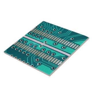 Blue Green Circuit Board   Electronics Photography Ceramic Tile