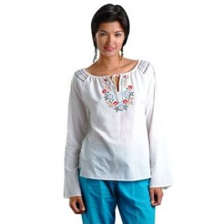 Floral Embroidered Peasant Blouse (Petite, Tall & Misses Sizes XS 3X)