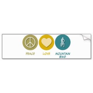 Peace Love Mountain Bike Bumper Stickers