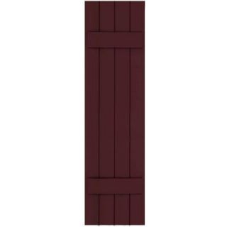Winworks Wood Composite 15 in. x 58 in. Board and Batten Shutters Pair #657 Polished Mahogany 71558657