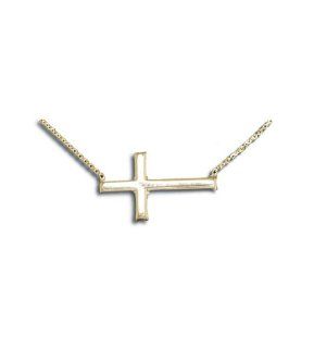 14K Yellow Gold Reversible Cross Pendant Necklace Jewelry