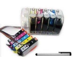 CIS(Continuous Ink System) for HP printers with new OEM cartridge and black color pigment ink based that are used in HP 564 cartridge such as Photosmart B8550, C6350, C6380, C6388, D5460, D7560 + bonus 1 of stylish pen for any smartphone and tablet  Off
