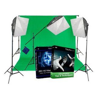 Essential Chromakey Video Kit   Green Screen  Photographic Lighting Soft Boxes  Camera & Photo