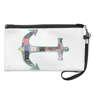 Funny Anchor Patchwork pattern retro & Stitches Wristlet Clutch