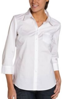 IZOD Women's 3/4 Sleeve End On End Solid Top,White,Small Clothing