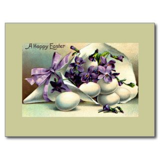 Happy Easter Violets & Eggs Vintage Post Cards