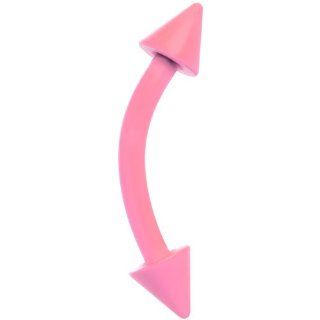16 Gauge 5/16" Neon Pink Spike Curved Barbell Eyebrow Ring Body Candy Jewelry