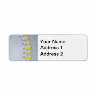 Yellow Stitches Softball / Baseball Custom Return Address Labels