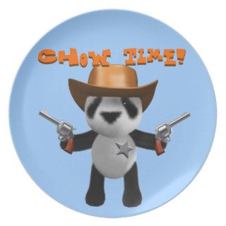 Cute 3d Baby Panda Sheriff   Chow Time Plate
