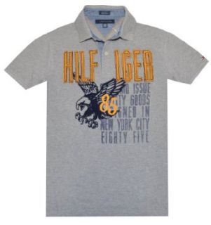 Tommy Hilfiger Men Custom Fit Big Logo Applique Polo T shirt (S, Grey) at  Mens Clothing store