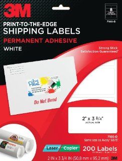 3M Print to the Edge Shipping Labels for Copier/Laser Printers, White, 2 x 3 3/4 Inches, 25 Sheets per Pack (7100 D)  Printer Labels 