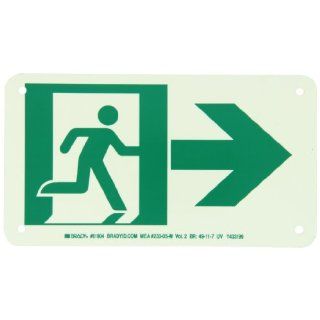 Brady 81904 3" Width x 5" Height B 552 High Intensity Aluminum, Glow In The Dark Safety Guidance Sign, Running Man and Right Arrow Picto Only Industrial Warning Signs