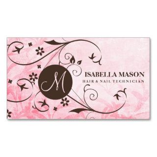 Chocolate Brown & Pink Swirl Design Business Cards