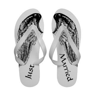 Just married with angel wings sandals