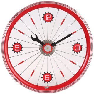 Maple's 16 Inch Aluminum Bicycle Wheel Wall Clock, Red   Bike Wheel Clock