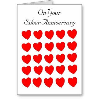 A Happy 25th Wedding Anniversary Card Hearts
