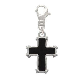 Black Enamel Cross with simple border Clip On Charm [Jewelry] Delight Jewelry Clasp Style Charms Jewelry