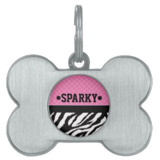 Custom Name Pink with Zebra Pet Tag