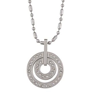 Stainless Steel Double Circle Crystal Necklace Stainless Steel Necklaces