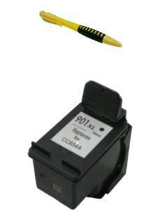 One Black Remanufactured Ink Cartridge HP 901 XL HP901 HP901B + Pen for HP Printers Deskjet P2500, OfficeJet G510a