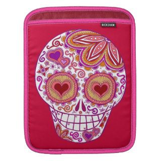 Pink Red Sugar Skull Love Heart Eyes iPad Sleeve