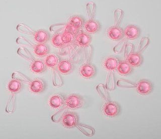 Clear Pink Plastic Mini Baby Rattles for Baby Shower Favors, Cake Decorations & Baby Gift Decorations 288pcs (2 Packages of 144 Pcs)
