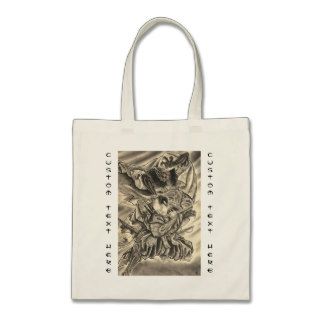 Cool vintage japanese demon samurai fight tattoo canvas bag
