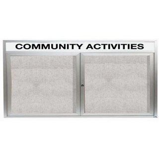 Aarco Products ODCC3672RH 2 Door Outdoor Enclosed Bulletin Board with Header & Aluminum Frame 36H x 72W  