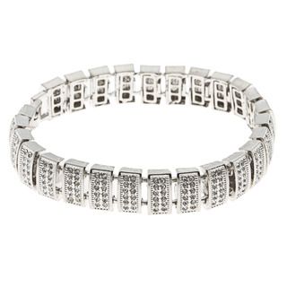 La Preciosa Silvertone Men's Crystal Bling Bracelet La Preciosa Men's Bracelets