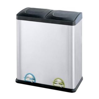Neu Home 15.85 gal. Stainless Steel 2 Compartment 23 in. Step On Touchless Trash Can 4904
