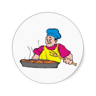 Preparing Cookout Food Round Sticker