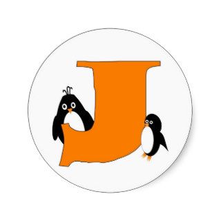 Penguin Monogram Letter J Sticker