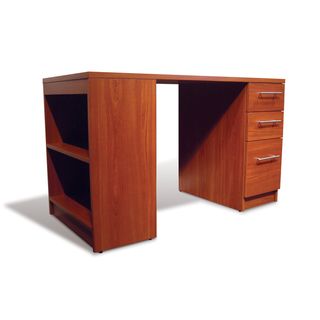 Jesper Office Cherry Study Desk with Drawers and Bookcase Desks