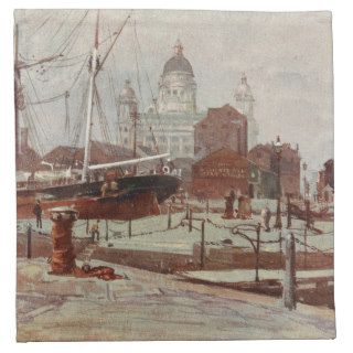 Among the Docks, Liverpool, Merseyside, England Printed Napkin