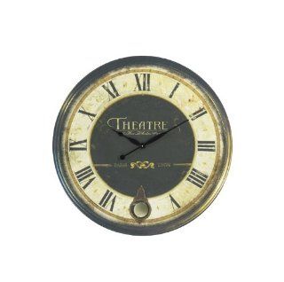 Round Wall Clock Antique Style with Pendulum Design in Aged Bronze  