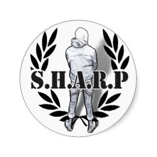 sharp skin standing round sticker