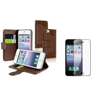 BasAcc Brown Leather Case/ LCD Protector for Apple iPhone 5/ 5S BasAcc Cases & Holders