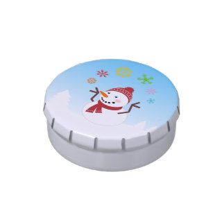 Snowman having fun on Christmas season Jelly Belly Candy Tins