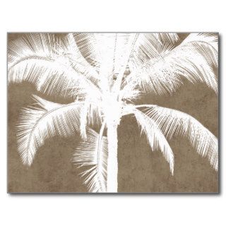 Retro Hawaiian Tropical Palm Tree Silhouette White Post Card