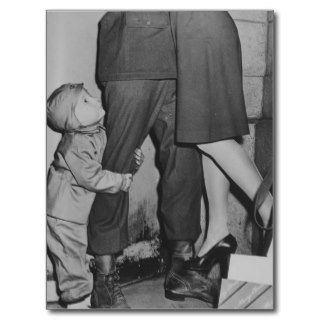 A Child Looking Up in Love for Mom and Dad Post Card