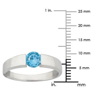 10k Gold Blue Cubic Zirconia Bold Contemporary Round Ring Crystal, Glass & Bead Rings