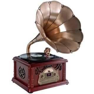 Pyle Trumpet Horn Phonograph Music Player PylePro Mini Stereo Systems