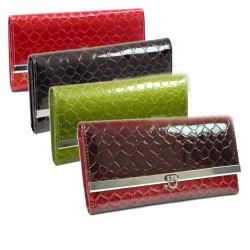 Dasein Silvertone Faux Leather Embossed Snake Skin Checkbook Wallet Dasein Women's Wallets