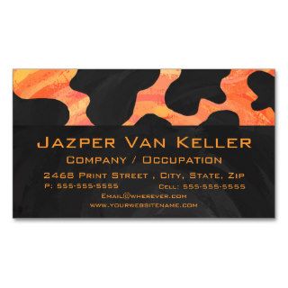Cow Black and Orange Print Business Card Template