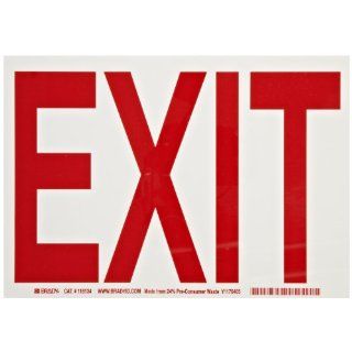 Brady 118134 10" Width x 7" Height B 558 Pressure Sensitive, Red On White Color Sustainable Safety Sign, Legend "Exit" Industrial Warning Signs