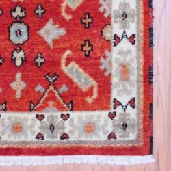 Indo Traditional Hand Knotted Kazak Rust/Ivory Wool Rug (3' x 5') 3x5   4x6 Rugs